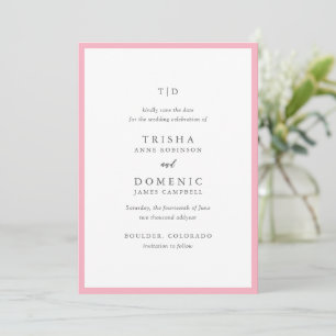 Elegante rosa Monogramm Moderne Hochzeit Save The Date