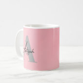 Elegante rosa Monogramm Namens-Kaffeetasse Kaffeetasse (Vorderseite Links)