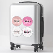 Elegante rosa Monogrammnamen rund Aufkleber (Koffer)