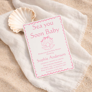 Elegante rosa Muschel-Baby-Baby-Party Einladung