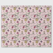 Elegante Rosa Mütter Tag Queen Bee & Blume Geschenkpapier (Flach)
