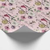 Elegante Rosa Mütter Tag Queen Bee & Blume Geschenkpapier (Ecke)