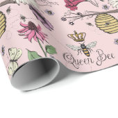 Elegante Rosa Mütter Tag Queen Bee & Blume Geschenkpapier (Rolleneckpunkt)