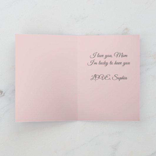 Elegante, rosa Muttertagskarte Karte (Innenseite)