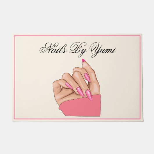 Elegante rosa Nägel Schönheitssalon Willkommen Pro Fußmatte (Vorderseite)