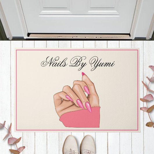 Elegante rosa Nägel Schönheitssalon Willkommen Pro Fußmatte