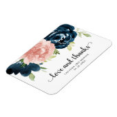 Elegante Rosa Navy Blume Gastgeschenk Hochzeit Magnet (Linke Seite)