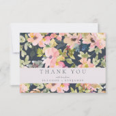 Elegante rosa Navy Wasserfarben Gewohnte Hochzeit Dankeskarte (Vorderseite)