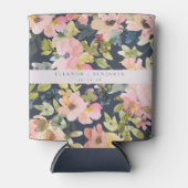 Elegante rosa Navy Wasserfarben Gewohnte Hochzeit Dosenkühler (Vorderseite)