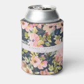 Elegante rosa Navy Wasserfarben Gewohnte Hochzeit Dosenkühler (Kanne Rückseite)