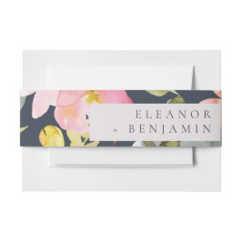 Elegante rosa Navy Wasserfarben Gewohnte Hochzeit Einladungsbanderole