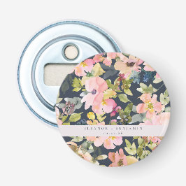 Elegante rosa Navy Wasserfarben Gewohnte Hochzeit Flaschenöffner