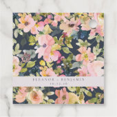 Elegante rosa Navy Wasserfarben Gewohnte Hochzeit Geschenkanhänger (Rückseite)