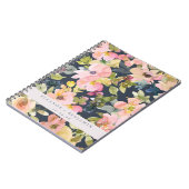 Elegante rosa Navy Wasserfarben Gewohnte Hochzeit Notizblock (Linke Seite)