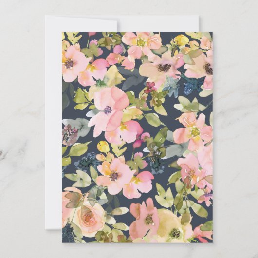 Elegante rosa Navy Wasserfarben Gewohnte Hochzeit Save The Date (Rückseite)