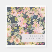 Elegante rosa Navy Wasserfarben Gewohnte Hochzeit Serviette (Vorderseite)