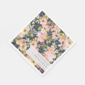 Elegante rosa Navy Wasserfarben Gewohnte Hochzeit Serviette (Ecke)