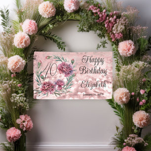 Elegante rosa Nelken 40. Geburtstagsfeier Banner