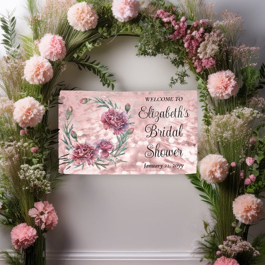 Elegante rosa Nelken Brautparty Banner