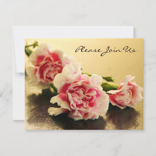 Elegante Rosa Nelken Hochzeit Verlobung Einladung (Vorderseite)