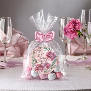 Elegante rosa Nelken zum 21. Geburtstag  Runder Aufkleber