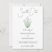 Elegante rosa Ocotillo Cactus Save the Date Card (Vorderseite)