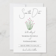 Elegante rosa Ocotillo Cactus Save the Date Card