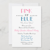 Elegante Rosa oder Blaues Geschlecht - Einladung (Vorderseite)