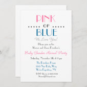 Elegante Rosa oder Blaues Geschlecht - Einladung (Vorne/Hinten)