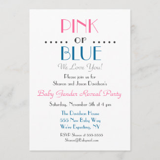 Elegante Rosa oder Blaues Geschlecht - Einladung