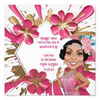 Elegante Rosa Oma Karikatur mit Gold Spritzer