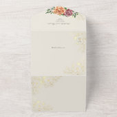 Elegante Rosa Orange Blumenhochzeit All In One Einladung (Außenbereich)