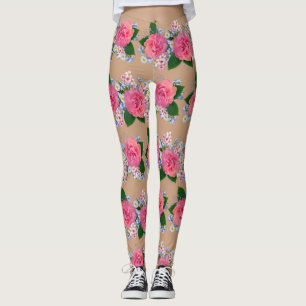 Elegante Rosa Orange Rose Weiße Blume Leggings