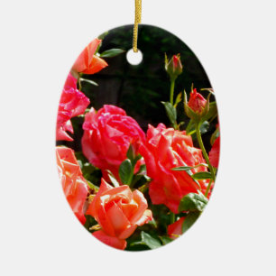 Elegante, rosa, orangefarbene Rose Keramikornament