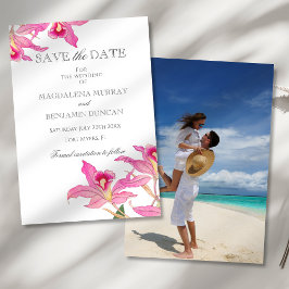 Elegante Rosa Orchid Blooms Tropical Foto Wedding Save The Date