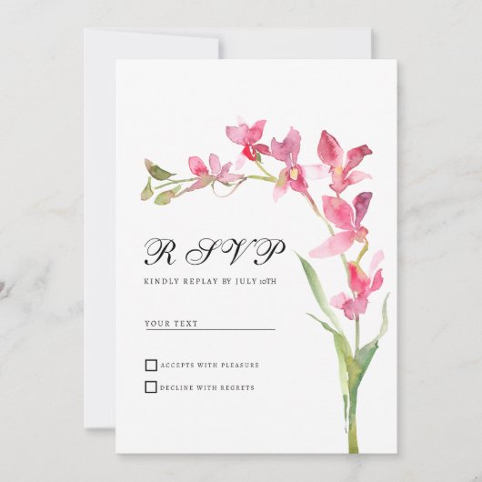 Elegante rosa orchid Blume Sommer UAWG Einladung (Vorderseite)