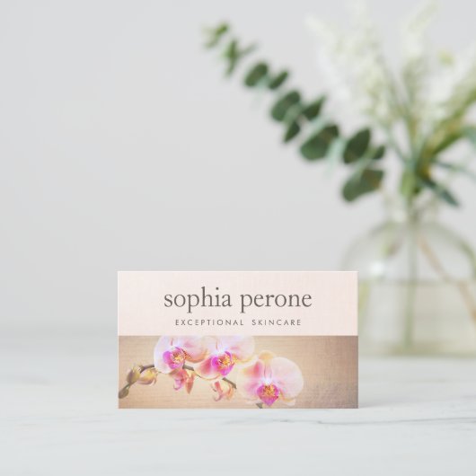 Elegante Rosa Orchid Blumenbeauty Visitenkarte (Stehend Vorderseite)