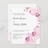 Elegante Rosa Orchidee Hochzeitsfeier Einladung (Vorne/Hinten)