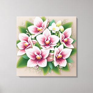 Elegante rosa Orchideen blühen Leinwanddruck