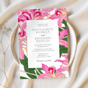 Elegante rosa Orchideen-Blüten Tropische florale H Einladung