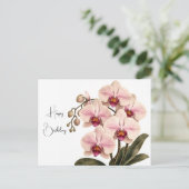Elegante rosa Orchideen-Geburtstagskarte Postkarte (Stehend Vorderseite)