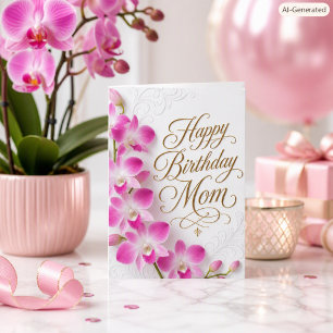 Elegante rosa Orchideen Glückwunschkarte zum Gebur Karte