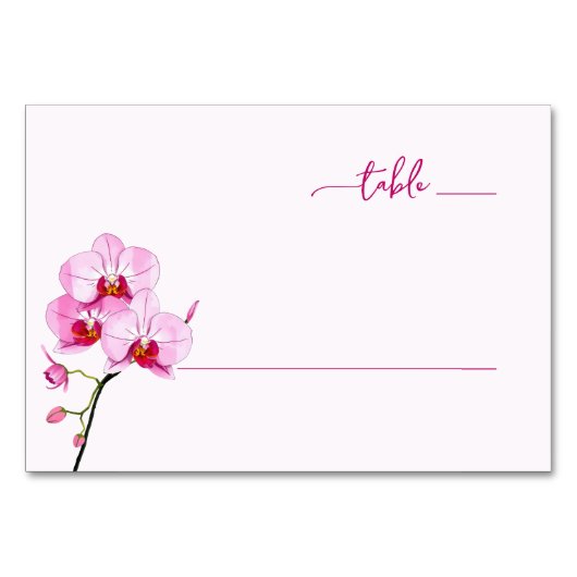 Elegante rosa Orchideen-Illustration Tischnummer (Vorderseite)