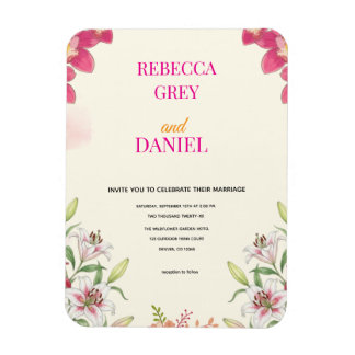 Elegante rosa Orchideen- und Lilien-Blumen-Einladu Magnet