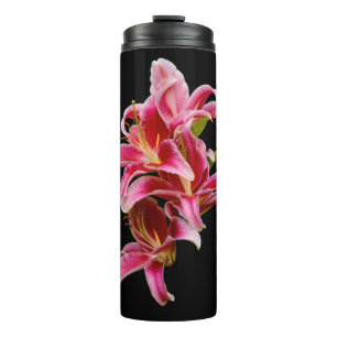 Elegante, rosa Oriental Lilies Blume Thermosbecher
