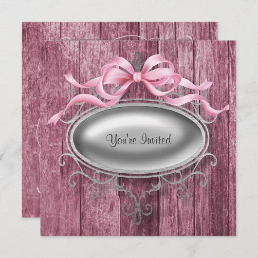 Elegante Rosa Party Einladung (Vorne/Hinten)