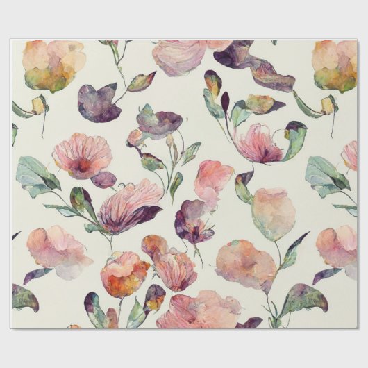 Elegante rosa Pastel Watercolor Wedding & Bridal Geschenkpapier (Flach)