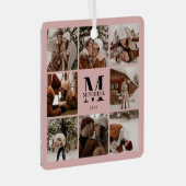 Elegante rosa Pastellfoto Collage | Monogramm-Gesc Ornament Aus Metall (Vorderseite Rechts)