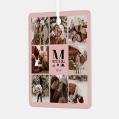 Elegante rosa Pastellfoto Collage | Monogramm-Gesc Ornament Aus Metall (Vorderseite links)