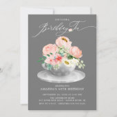 Elegante rosa Peonies Floral Birthday Tee Einladung (Vorderseite)